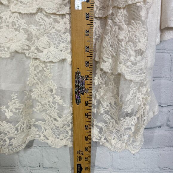Romantic Prairie Lace Tunic Women Plus Size 2XL Ivory Sheer Overlay Cottagecore - Picture 5 of 9